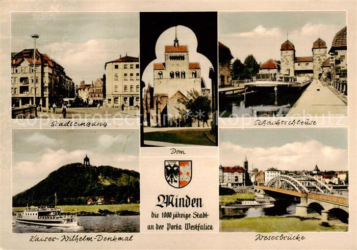 Minden  Westfalen Weser Stadteingang Schachtschleuse Kaiser Wilhelm Denkmal Wese