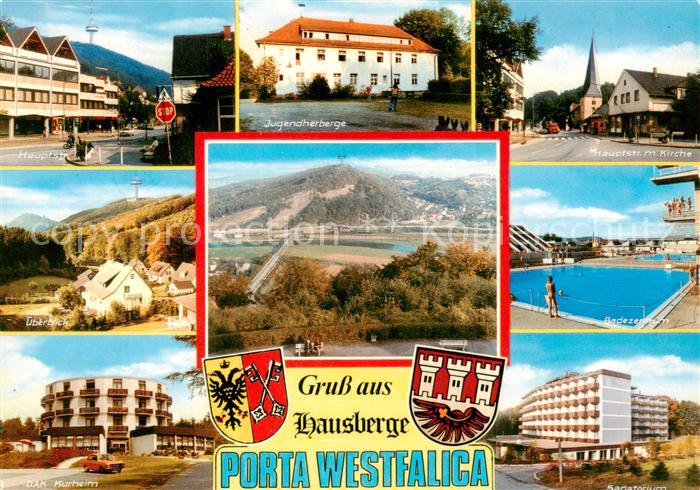 Hausberge Porta Westfalica Hauptstr Jugendherberge Panorama DAK Kurheim Kirche B