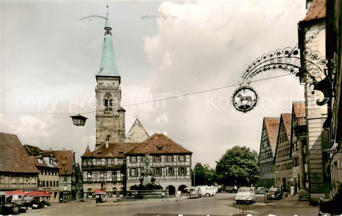 Schwabach Marktplatz mit Rathaus und St Johanniskirche