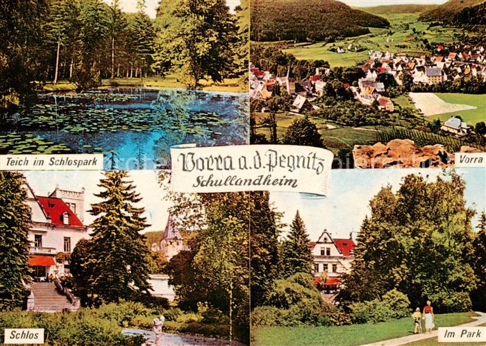 Vorra Pegnitz Teich im Schlosspark Panorama Schullandheim Schloss Park