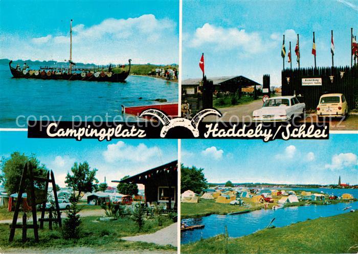 Haddeby Busdorf Campingplatz Haddeby Schleipartie Wikingerschiff