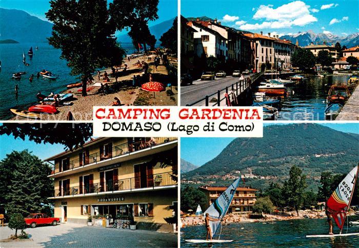 Domaso Lago di Como IT Camping Gardenia Strand Bootshafen Surfer
