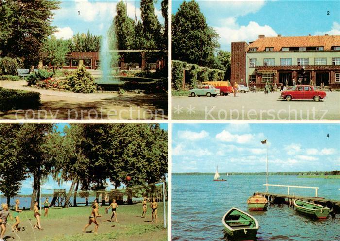 Wandlitzsee Wandlitz Anlage mit Springbrunnen am Bahnhof Strandbad Am Wandlitzss