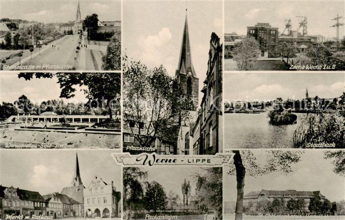 Werne  Lippe Muenster Westfalen Steinstrasse Kirche Sole-Freibad Markt Parkanlag