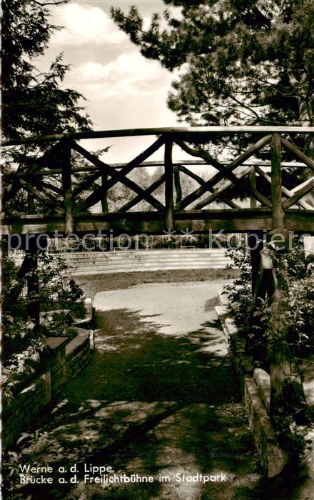 Werne  Lippe Muenster Westfalen Bruecke an der Freilichtbuehne im Stadtpark