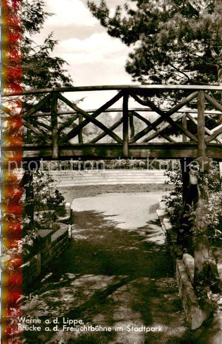 Werne  Lippe Muenster Westfalen Bruecke an der Freilichtbuehne im Stadtpark