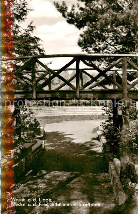 Werne  Lippe Muenster Westfalen Bruecke an der Freilichtbuehne im Stadtpark