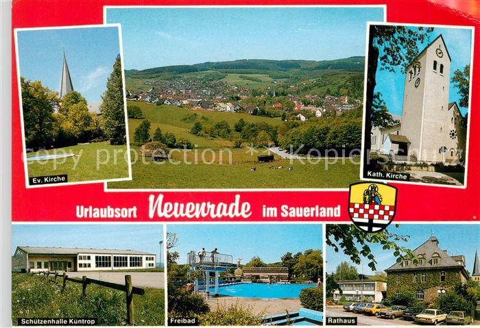 Neuenrade Panorama Urlaubsort Kirchen Schuetzenhalle Kuentrop Freibad Rathaus