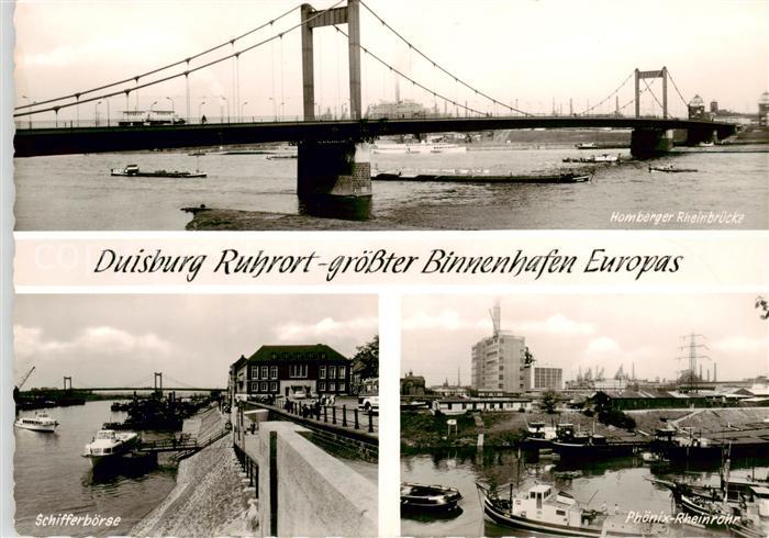 Duisburg  Ruhr Groesster Binnenhafen Europas Homberger Rheinbruecke Schifferboer