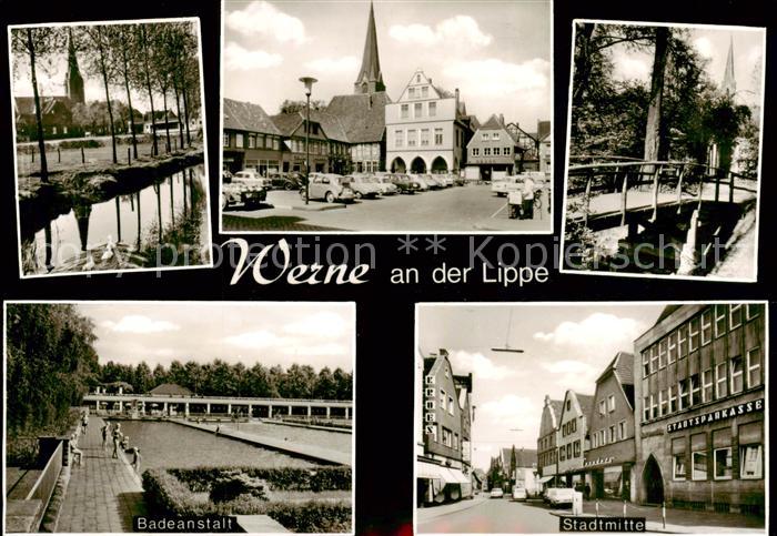 Werne  Lippe Muenster Westfalen Ortszentrum mit Kirche Parkanlagen Badeanstalt