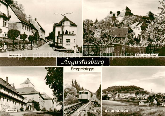 Augustusburg Teilansichten Schloss Drahtseilbahn Panorama