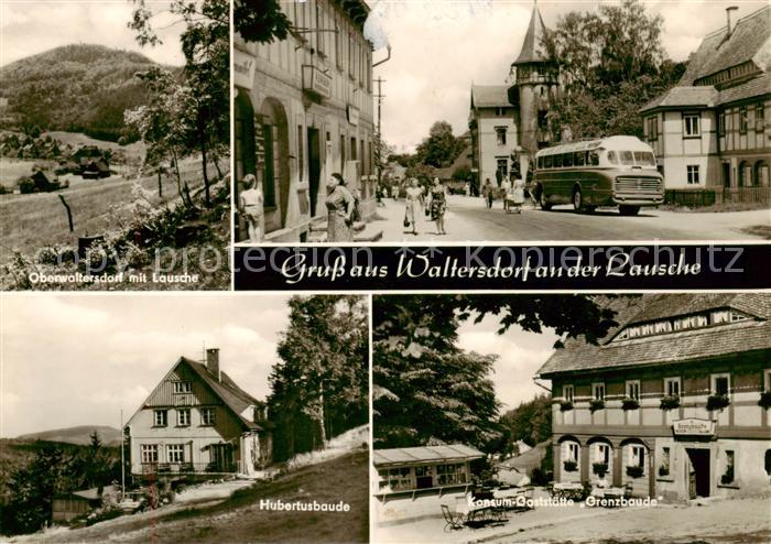 Waltersdorf Bad Schandau Oberwaltersdorf mit Lausche Strassenpartie Hubertusbaud