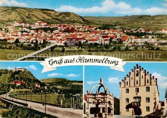 Hammelburg Panorama Strassenpartie Burg Rathaus