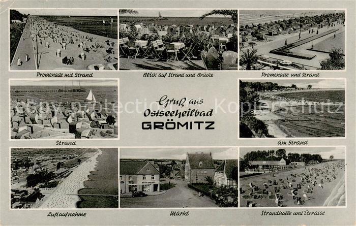 Groemitz Ostseebad Promenade Strand Bruecke Fliegeraufnahme Markt Strandhalle un