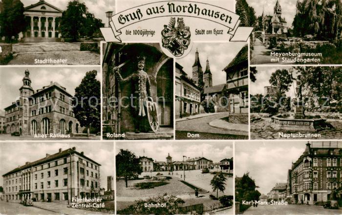 Nordhausen  Harz Stadttheater Altes Rathaus Roland Dom Meyenburgmuseum Neptunbru