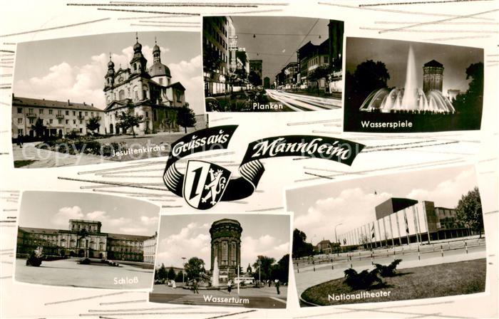 MANNHEIM BW Jesuitenkirche Planken Wasserspiele Schloss Wasserturm Nationaltheat