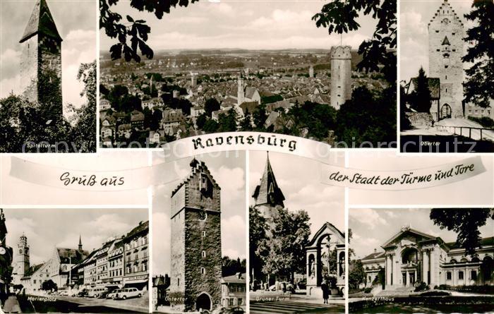 Ravensburg  Wuerttemberg Spitalturm Panorama Obertor Untertor Marienplatz Gruene