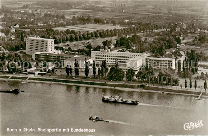 Bonn Rhein Rheinpartie mit Bundeshaus Fliegeraufnahme
