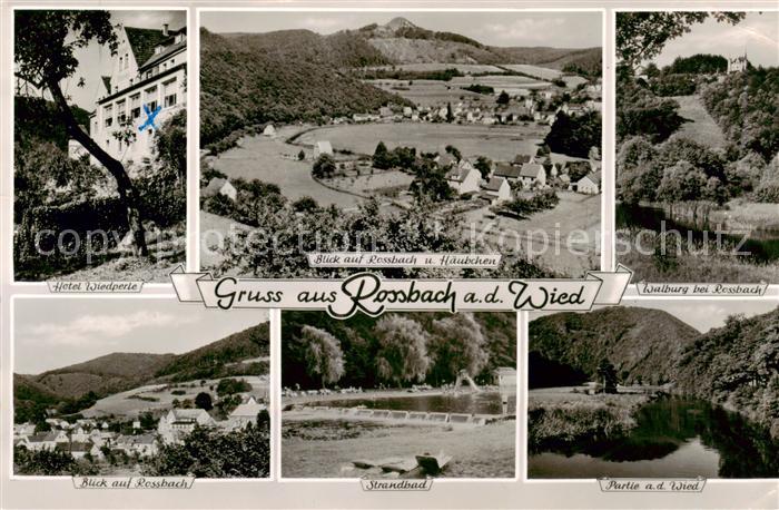 Rossbach Wied Hotel Wiedperle Panorama Walburg Teilansicht Strandbad Wiedpartie