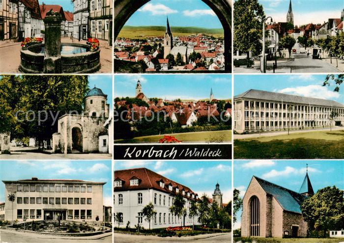Korbach Brunnen Panorama Turm Gebaeude Kirche