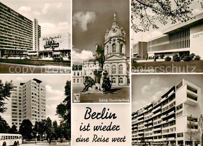 BERLIN  CITY Hochhaus am Zoo Schloss Charlottenburg Freie Universitaet Roseneck