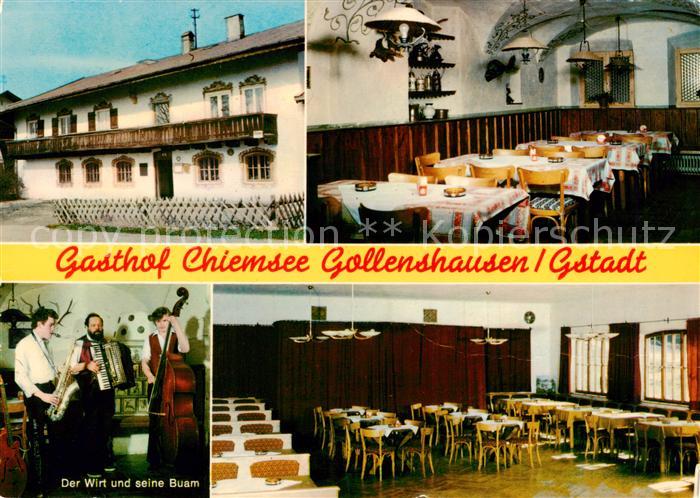 Gollenshausen Chiemsee Gasthof Chiemsee Gaststube Der Wirt und seine Buam Speise