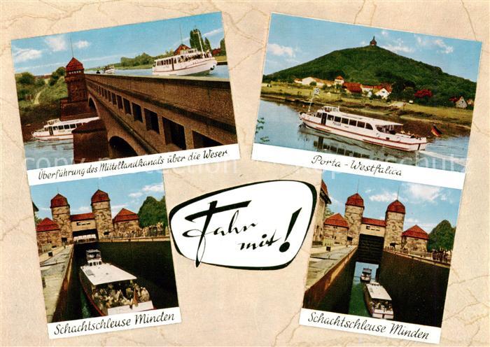 Minden Westfalen Weser ueberfuehrung des Mittellandkanals ueber die Weser Porta