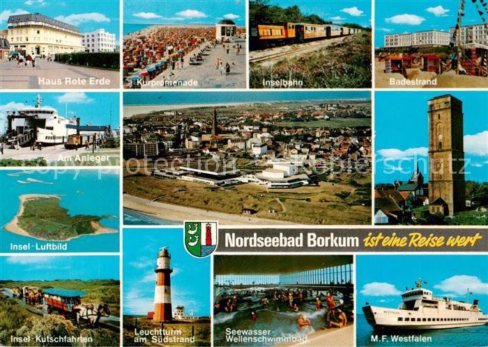 Borkum Nordseeheilbad Haus Rote Erde Kurpromenade Inselbahn Badestrand Am Anlege