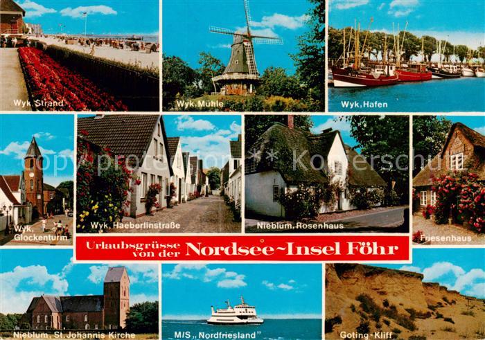 Wyk  Foehr Strand Muehle Hafen Glockenturm Haeberlinstrasse Nieblum Rosenhaus Fr