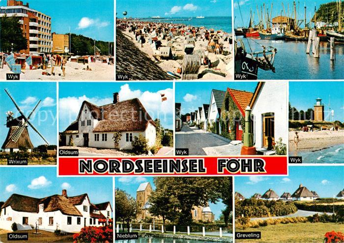 Wyk  Foehr Strand Bootshafen Wrixum Oldsum Ortspartie Strand Oldsum Nieblum Grev
