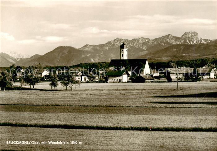 Bruckmuehl Inn mit Kirche und Wendelstein