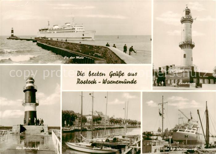 Warnemuende Ostseebad An der Mole Am Molenkopf Alter Strom An der Warnowerft Leu