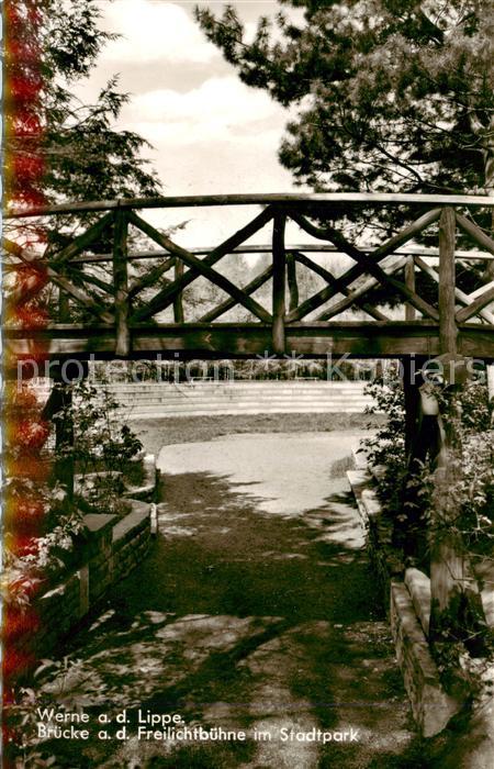 Werne  Lippe Muenster Westfalen Bruecke an der Freilichtbuehne im Stadtpark
