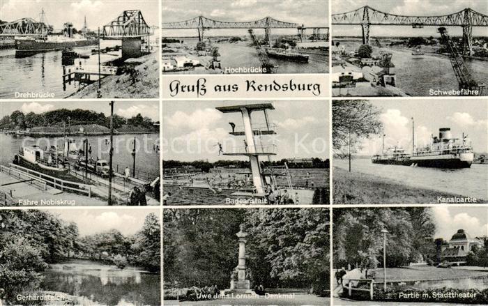 Rendsburg Schleswig-Holstein Drehbruecke Hochbruecke Schwebefaehre Faehre Nobisk