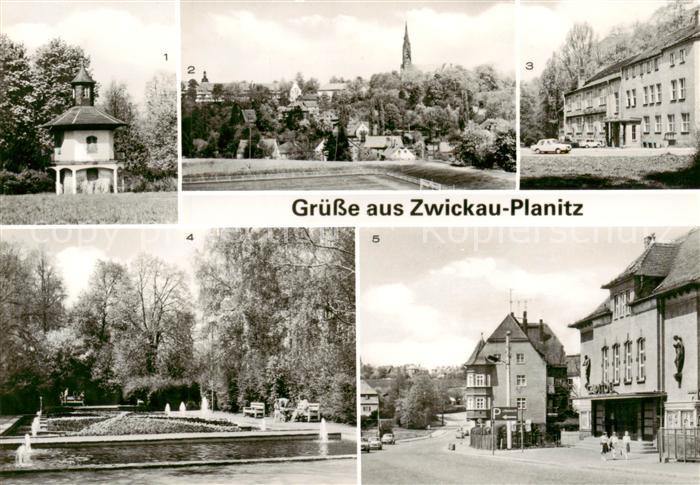 Planitz Zwickau Teehaeuschen im Schlosspark Teilansicht Kulturhaus Grubenlampe P
