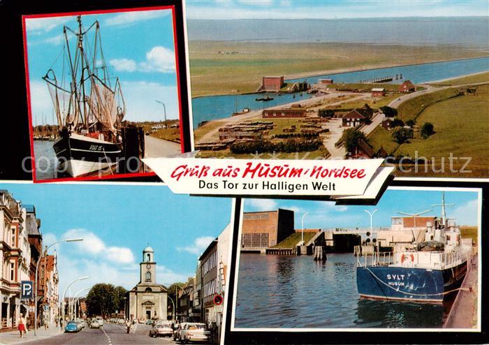 Husum  Nordfriesland Fischkutter Panorama Ortspartie MS Sylt