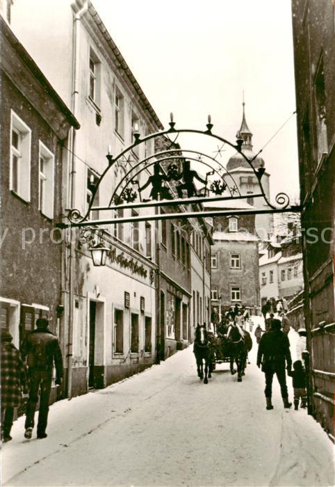 Schwarzenberg  Erzgebirge Gasse Pferdekutsche