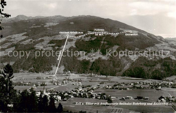 Zell Ziller Tirol AT mit Seilbahn Rohrberg und Enzianhof