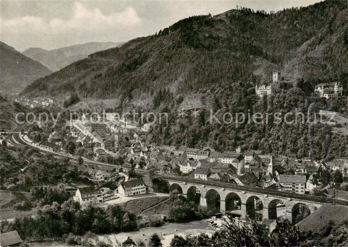Hornberg Schwarzwald Panorama mit Schwarzwaldbahn Viadukt