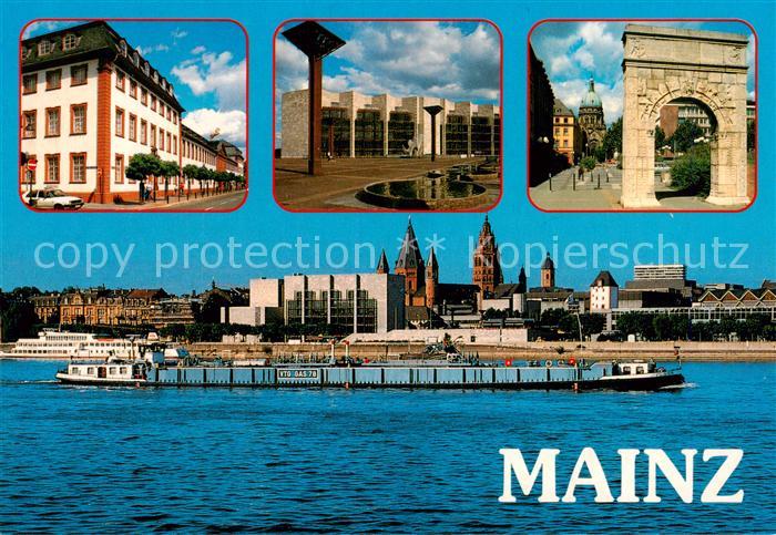 Mainz  Rhein Teilansicht Universitaet Dom Rheinpartie Arkaden