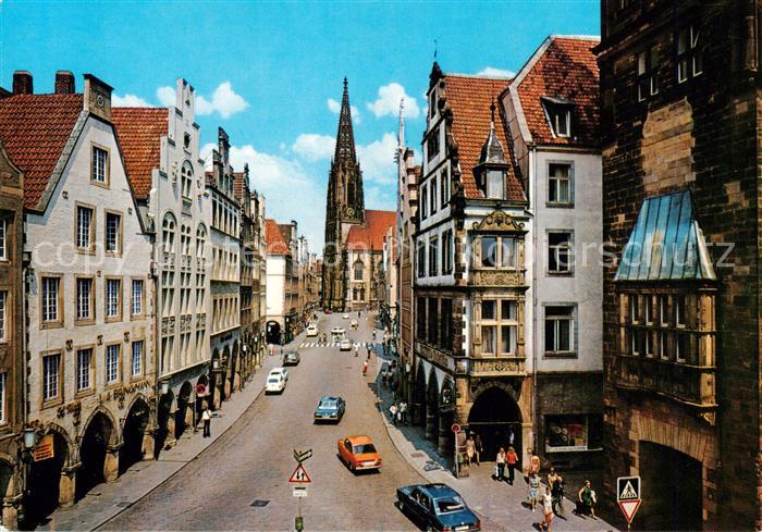 Muenster Westfalen Prinzipalmarkt und Lambertikirche