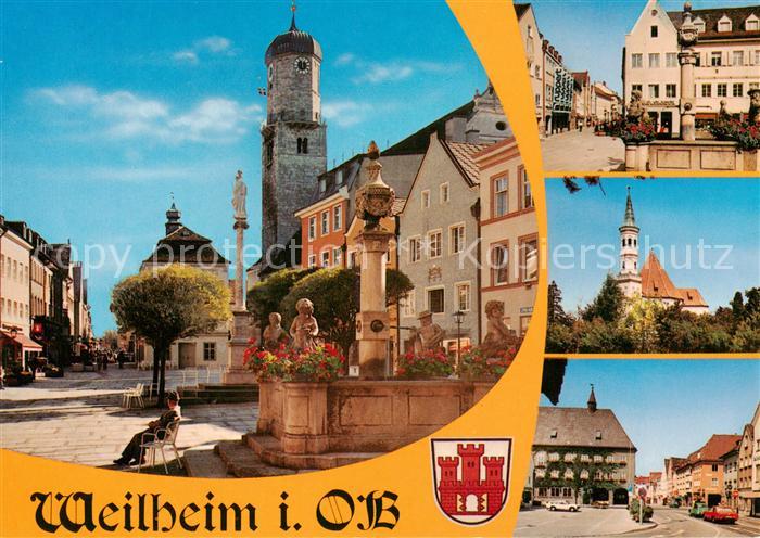 Weilheim Oberbayern Kirche Brunnen Ortspartien