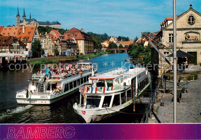 Bamberg Pregnitzpartie mit Fahrgastschiffen