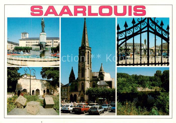 Saarlouis Saarlautern Grosser Markt mit Marienbrunnen und Rathaus Bastion VI Lud