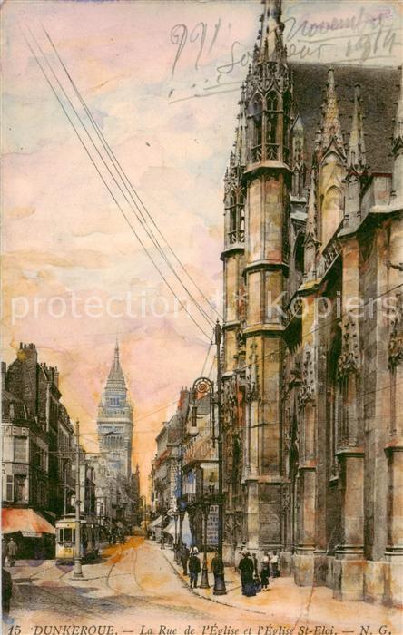 Dunkerque Duenkirchen Dunkerque La Rue de l’Eglise et l’Eglise St Eloi