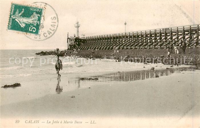 Calais 62 La Jetee a Maree Basse