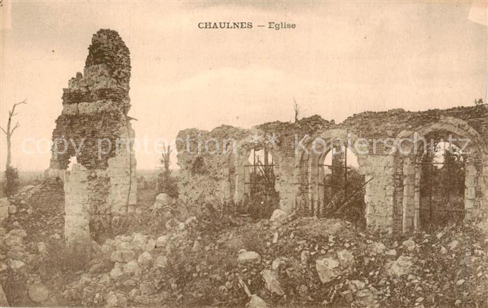 Chaulnes 80 Somme Eglise detruit