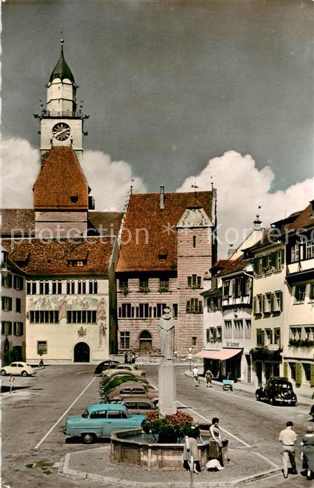 ueberlingen Bodensee St Nikolaus Muenster Rathaus und Pfennigturm