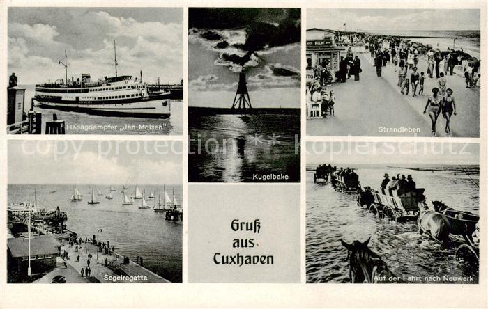 Cuxhaven Nordseebad Hapagdampfer Jan Molsen Kugelbake Strandpartie Segelregatta
