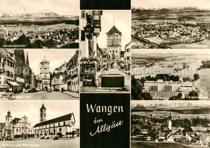 Wangen Allgaeu Panorama Fliegeraufnahme Ravensburger Tor Undauer Tor Krankenhaus